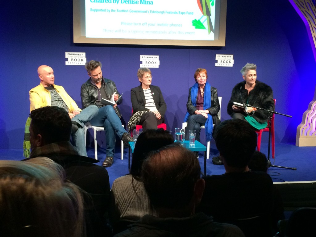 Left to right: Irvine Welsh, Barroux, Kate Charlesworth, Mary Talbot, Denise Mina
